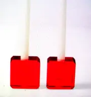 WILLIAMS SONOMA RED CRYSTAL TINY TAPER CANDLE HOLDERS 1 3/4" SET OF TWO NIOBOX