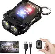 Mini Keychain Flashlight Super Bright Torch Rechargeable EDC LED&COB Light Lamp