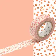 Masking Tape MT Flowers Red White Background - Neijiriume Shu