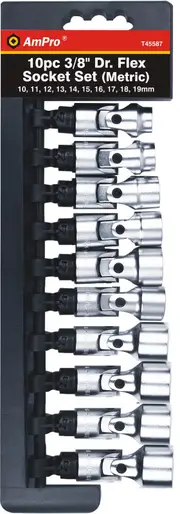 Ampro 3/8" Drive Metric Flex Socket Set 10 Piece T45587