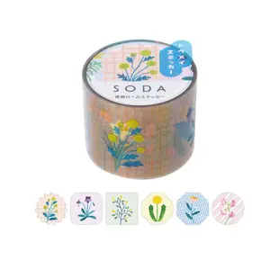【HITOTOKI】SODA 透明PET卷狀膠帶 單張貼紙款 30MM 野花(東出桂奈設計款)