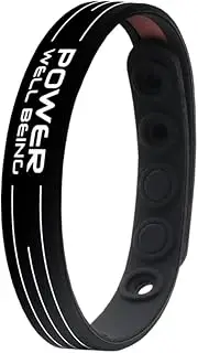 [POWER IONICS] Balance Bracelets for Men/Women Silicone Bracelets in Black/Blue, Black/White, Black/Red, Transparent/Black, Transparent/Pink, 24cm, 5 Holes to Adjust, Fits 15.5-23 cm Wrist Size
