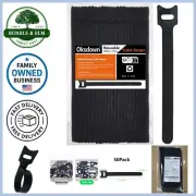 Reusable Nylon Cable Ties 50 Pack Adjustable Hook Loop Organizers for Electro...