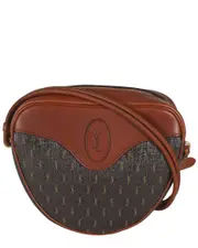 Saint Laurent Brown Coated Canvas & Leather Le Monogramme Cur Heart Bag (Authentic Pre-Loved)
