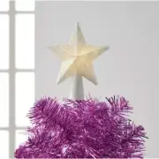 Mini Glitter Silver Star Light Up Christmas Tree Topper LED 4.7" Lit Holiday Dec