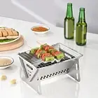Barbecue Charcoal Grill Compact Portable Tabletop BBQ Tongs Fire Pit Wood