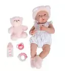 New Berenguer La Newborn 15 Inch Real Girl Doll 18061 Blanket and Plush Bear ++