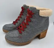 Korks Kork-Ease Womens Size 9 Evie Grey Wool Fabric Heeled Lace Up Fashion Boots