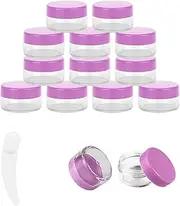 12 pcs 5 Gram/5ml Jars with 1 Mini Spatulas, Sample Pots, Mini Jars With Lids, Sample Containers Pots, For Samples, Eye Shadow Lip Balm, and Makeup (5ML, Pink)