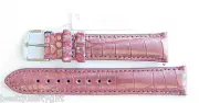 MICHELE 18MM METALLIC ORCHID ICE,PINK ALLIGATOR WATCH STRAP,BAND+SILVER BUCKLE
