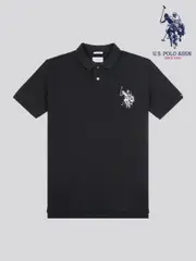 U.S. Polo Assn. Black Large Mens Player Pique Polo Shirt (F92849) | $127