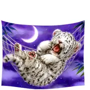 Cute Hammock White Tiger Cub Tapestry