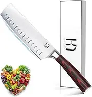 KnifeSaga 2025 Upgraded Nakiri Chef Knife Japanese Professional 7 Inch Sharp Meat Cleaver Kitchen Knives for Chopping Vegetable and Cooking, High Carbon Stainless Steel Asian Chopping Chefs Knife