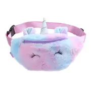 New Kids Children's Girls Cute Unicorn Fanny Pack Waist Bag Plush Belt Chest Bag Cartoon Coin Purse Travel Chest Bag