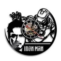 在飛比找蝦皮購物優惠-鋼鐵人黑膠唱片掛鐘 Iron Man懷舊復古風Tony St