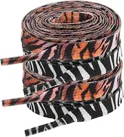 [BESPORTBLE] 2 Pairs Animal Print Flat Shoelaces for Boots of Zebra Tiger Pattern Replacement Laces Durable for Sneakers Casual Outings and Parties