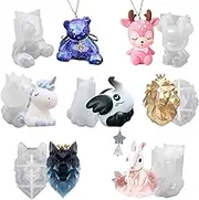 Animal Epoxy Resin Silicone Moulds Set Keychain Pendant Charms Jewellery Casing, Concrete, Plaster, Soap, Candle, Wax, Polymer Clay 7-Count, Height 2.6-3inch