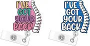 I've Got Your Back Pink 2pack Back and Body Hurts Badge Reel Retractable Funny Cute Badge Holder with Badge Reel ID Clip Name Tag Card Tag Card Badge Clip Acrylic Accessories Gifts Nurse