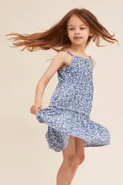 Print Kids Sleeveless Button Front Dress - Size KS, Women's Kids Dress