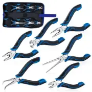 6-Piece Mini Pliers Set - Needle Nose, End Cutting, Bent Needle Nose Diagonal...
