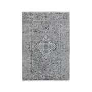 3'1"x5'1" Gray Farsian Silk With Textured Wool Hand Knotted Oriental Rug R58104