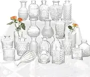 Glass Bud Vase Set of 22, Small Vases for Flowers, Clear Glass Vases for Centerpieces, Mini Bud Vases in Bulk Rustic Wedding Decorations, Centerpieces, Vintage Look Home Table Flower Decor