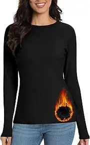 [Cavotor] Thermal Tops Womens Base Layer Thermal Underwear for Winter Long Sleeve Crew Neck Ultra Soft Elastic Ladies Thermals for Sports Skiing Outdoors