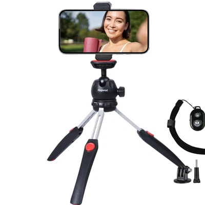 Mini Tripod with Phone Holder, Go Pro Adapter and Bluetooth Remoter Compatibl...