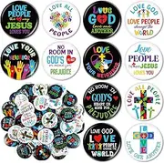 Giegxin 48 Pcs St. Patrick Button Pins Set Shamrock Irish Pin Badges Funny Green Shamrock Pins Accessories Novelty Buttons for St. Patrick's Decoration Party Favors(Religious Style)
