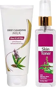 Deep Cleansing Milk(100ml) & Skin Toner(100ml) | Penetrates Deep Into Skin, Soothes & Calms Sensitive Skin | For A Charming & fresh Look | Removes Excess Oil, Dirt & Make up |