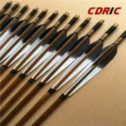 6/12/24pcs Bamboo Arrows Turkey Feather for Longbow Recurve Bow Archery Hunting