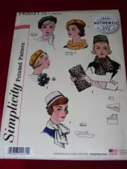 SIMPLICITY #4178/HO231-LADIES 1961 PILLBOX HAT-BERET-SCARVES-BAG PATTERN OZ FF