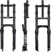 Snow Beach Bike Suspension Fork 20 Inch 4.0 Tire Fat Air Forks Travel 140mm, 1-1/8inch Steerer Bike Forks Spread 135mm Double Shoulder Shock Absorbing Front Fork QR Manual Lockout