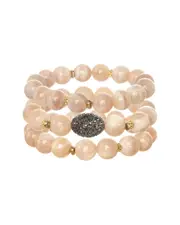 Rachel Reinhardt Peach Moonstone Crystal Fireball Stretch Bracelet
