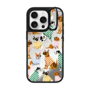 iPhone 16 Pro Mirror Ring Stand Case MagSafe Compatible Checkered Puppy Pack