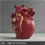 Cyberpunk Heart Vase Technology Resin Flower Container Pots Body Sculpture Red