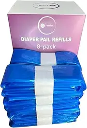 Famity (8 Pack) Nappy Bin Refills, 6.5m long, hold upto 320 nappies, Refill Nappy Bags, Diaper Bin Pail Disposal Bags, Compatible with Angelcare and Spross Diaper, Tommie T and all others