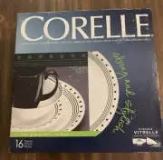Corelle 16-pc Dinnerware City Block Place Settings Classic Black & White New