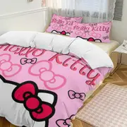 v888 Hello Kitty 3-Piece Twin Bed Set - Includes 1 Single Comforter And 2 Pillowcases Bedding - Fade Resistant Microfiber - Hello Kitty io888