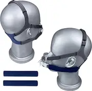 Yvesun C-PAP Headgear Straps Replacement Amara View Headgear Strap Size Large with 2 Pack C-PAP Strap Covers Compatible with Respironics Amara Full Face C-PAP Mask, Gray/Blue