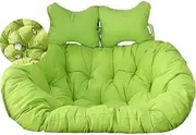 Double Egg Chair Swing Cushion with Waterproof Cushion, Removable Thickened Hanging Mattress for 2 Seats, Ideal for Home Reading, Balcony, Courtyard, Green