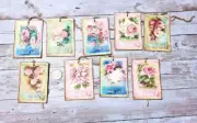 9~Vintage~Ephemera~Sentiments~Junk Journal~Linen Cardstock~Gift~Hang~Tags
