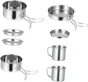 WESIEVYA Outdoor Camping Cooking Set 8-Piece Stainless Steel Picnic Cooking Tools Portable Tableware for Hiking