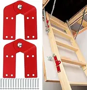 [Tandefio] 2 Pcs 2 Pcs Attic Ladder Hinge Replacement Kit Herringbone Ladder Tie Rod with Anti Slip Screws