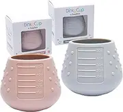 EasyTots DinkyCup 2 x 50ml | Open Re-Balancing Baby Cup | BPA Free Silicone | Use from 4 to 18 Months | Extra Small for Tiny Hands and Mouths | Perfect Weaning Sippy Cup (1 x Mauve & 1 x Grey)