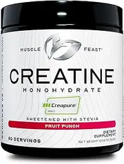 Muscle Feast Creapure Creatine Monohydrate Powder, Vegan Keto Friendly Gluten-Free Easy to Mix, Muscle Recovery Supplement and Best Creatine for Muscle Growth, Natural Fruit Punch, 300g