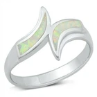 Ring Genuine Solid Sterling Silver 925 White Lab Opal Face Height 13 mm Size 10