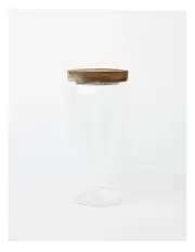 [The Cooks Collective] Glass Storage Jar with Acacia Lid 1000ml in Clear