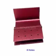 Dental Lab Disinfection FG Burs Holder Opening 8 Hole Aluminum Bur Box Case Pink