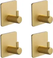 Gold Hooks, Adhesive Hooks, Shower Hook, Command Hook 4 Pack Heavy Duty Space Al